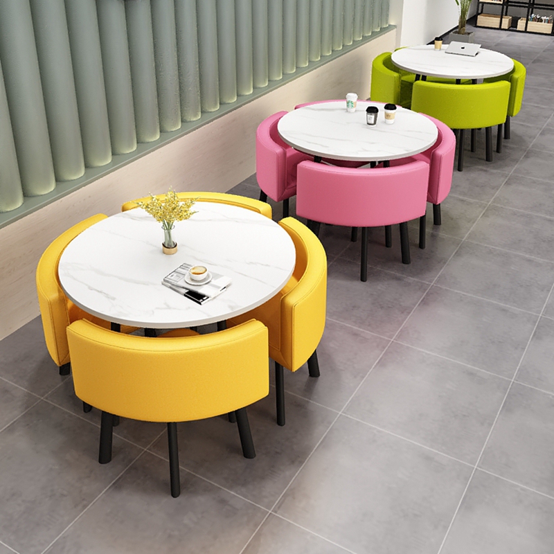 Simple Negotiation and Meeting Table and Chair Set, Casual and Creative Internet-Famous Reception Small Round Table for Milk Tea and Dessert Shops
