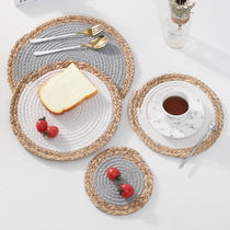 Day Style Woven Dining Table Mat Kitchen Anti-Burn Casserole Mat Western Dining Bowl Tray Cushion Home Cup Mat Retro Simple Heat Insulation Mat