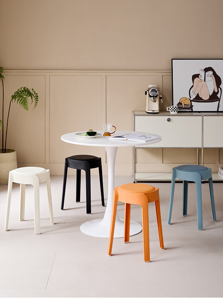 Ветряная мельница табурет 塑料凳子加厚家用大座面可叠放餐桌板凳高圆凳客人备用软包风车凳