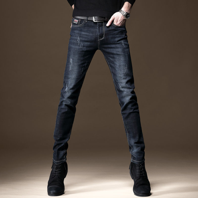 High-End Stretch Denim Pants for Men, Trendy Slim-Fit Skinny Pants, Korean Style Casual New Men's Long Trousers
