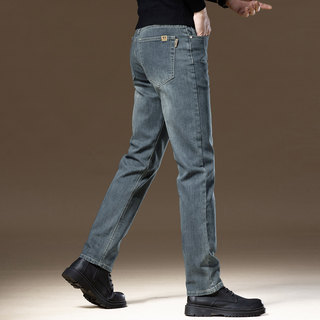 High-end-business-straight-jeans für herren im herbst, neue slim-fit-trendmarke, retro-einfache stretch-freizeithose für herren