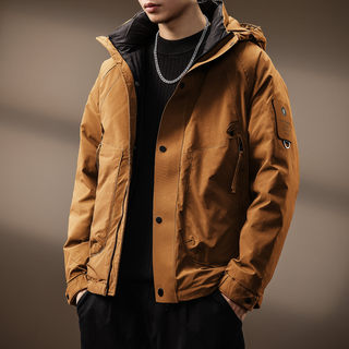 Hochwertige amerikanische retro-daunenjacke mit warmer kapuze für herren im winter, neue, trendige, winddichte und verdickte arbeitskleidungs-oberjacke