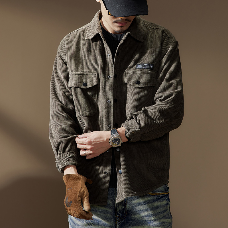 American Retro Workwear Corduroy Long-Sleeve Shirt for Men 2026 Spring and Autumn New Corduroy Shirt Jacket for Men