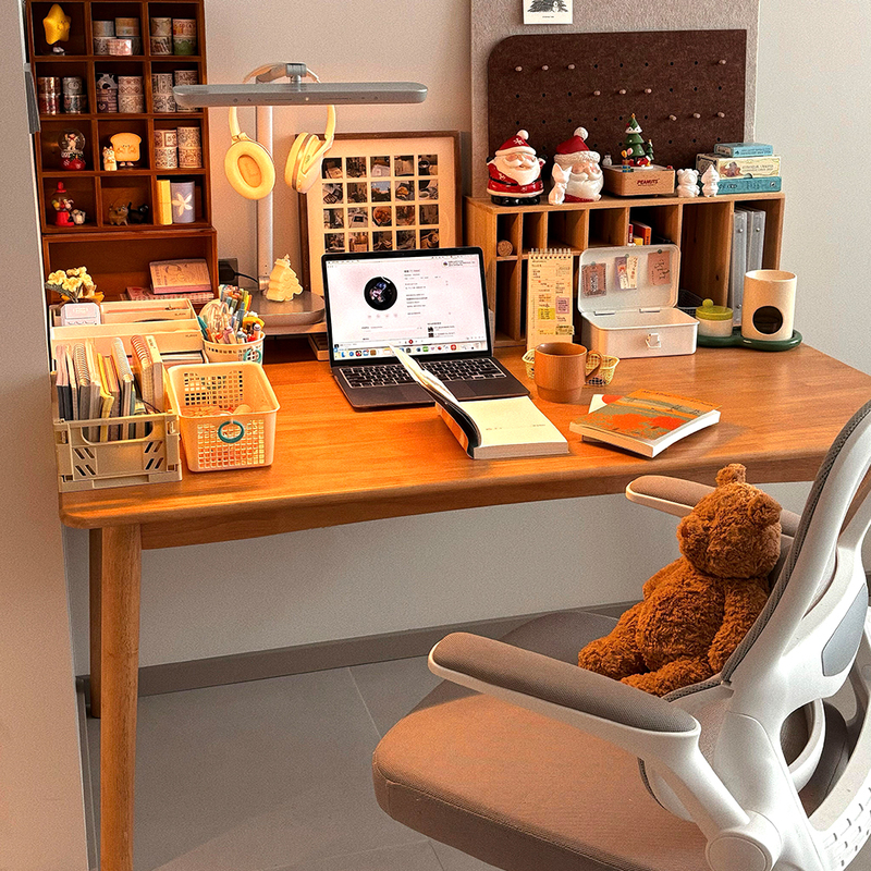 Japanese-Style Household Cherry Wood Student Desk, Simple Rectangular Design for Girls' Bedroom, Study, Office, and Computer Workstation