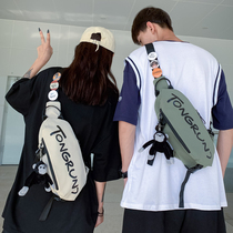 Hong Kong Chaobots Chest Bag Men Ins Sports Students Single Shoulder Bag Casual pockets Fashion lovers Little inclined satchel women