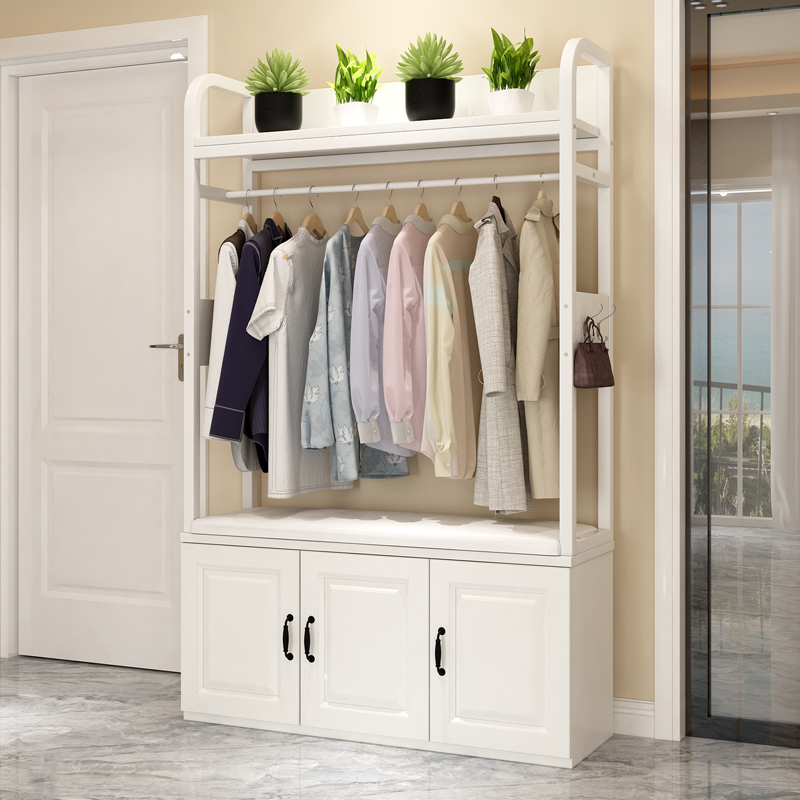 Floor clothes hat rack with cabinet living-room Xuanguan multifunction changing shoes and bench shoe cabinet integrated bedroom Easy open wardrobe
