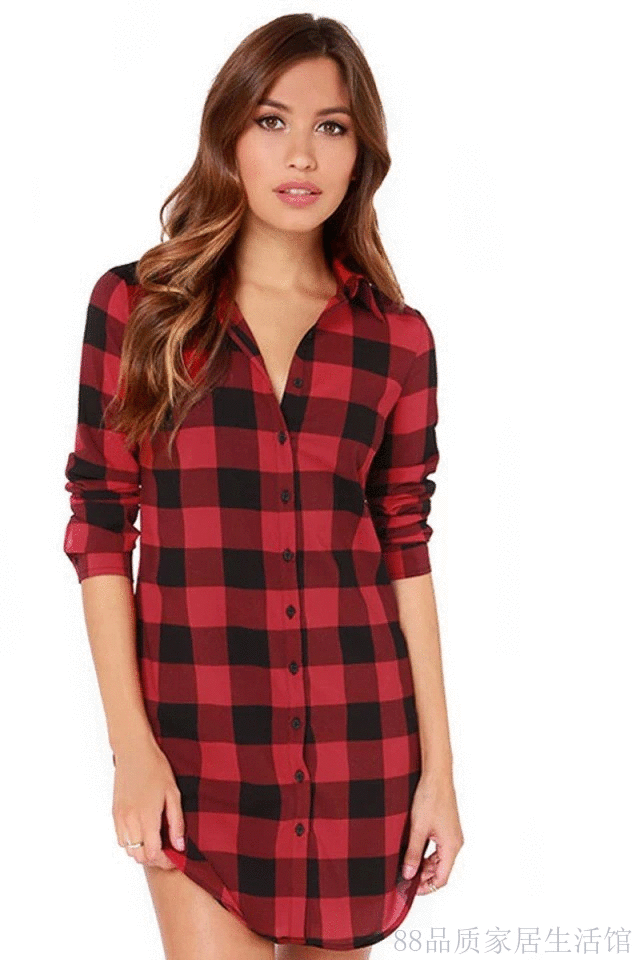 Women Plaid Winter Autumn Blouse Tops Girls Casual Shirts Å®