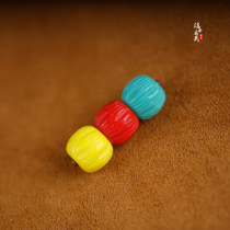 10mm carved beads with loose beads passion seed texture traffic light three handmade beads colored glass