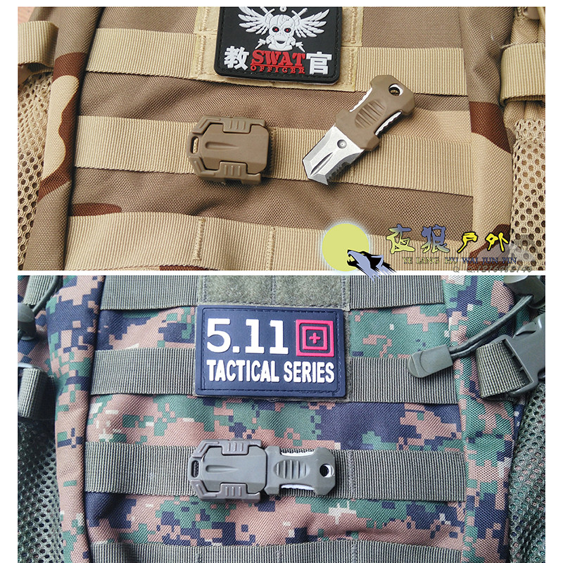 Mini portable webbing buckle molle system EDC stainless steel multifunctional knife combination tool knife card self-defense