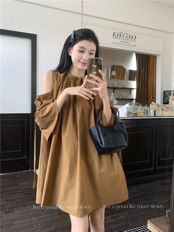 Maternity Dress for Women, Summer 2026 New Design, Niche Style, Off-Shoulder Babydoll Dress, Maternity Summer Dress