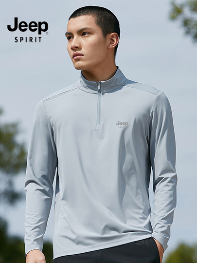 Jeepspirit Genuine 2025 New Summer Men's Sports Ice Silk T-Shirt Long-Sleeved Quick-Drying Clothing for Running and Sun Protection