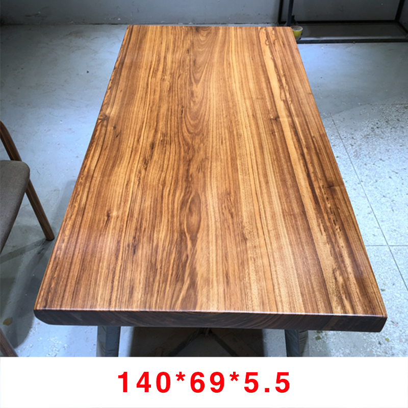 Black gold wood large board log tea table Tea table Solid wood simple modern desk case table spot 140*69*5 5