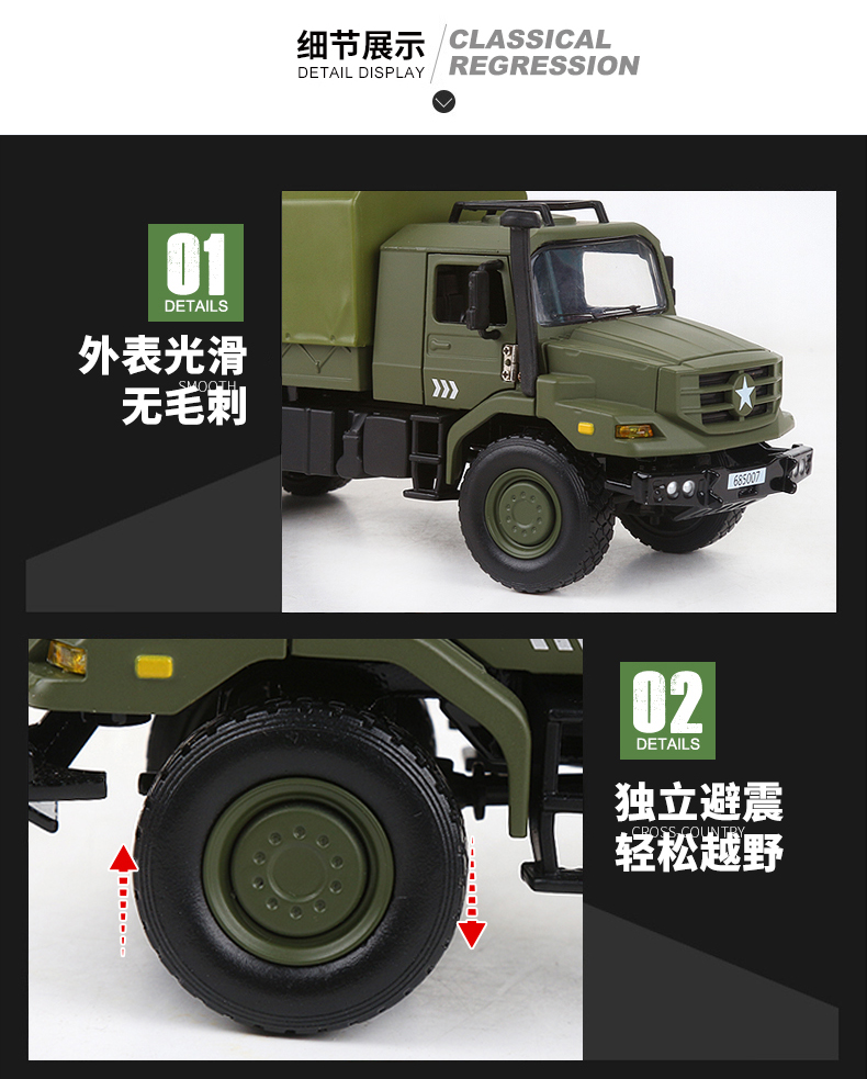 KDW hợp kim mô hình xe tải mô phỏng quân sự vận chuyển bộ sưu tập xe tải đồ chơi trẻ em đồ chơi xe hơi nam - Chế độ tĩnh đồ chơi thông minh cho bé 2 tuổi