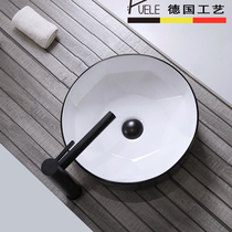 Nordic matte matte black bench top pot round diamond washbasin art basin washbasin home wash basin ceramic