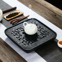 Ceramic tea tray Japanese kung fu tea set home simple modern tray mini size storage and drainage dry bubble tea table