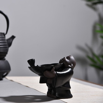 Multifunctional tea pet filter net frame Japanese black glazed ceramic tea leak tea filter group kung fu tea set tea filter