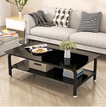 Xinjiang coffee table tempered glass small apartment double-layer small coffee table table anti-collision rounded corner adjustable table feet tea table