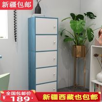 Xinjiang bookshelf floor bookcase with door storage cabinet simple free combination wooden storage locker