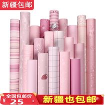 Xinjiang pink wall paper self-adhesive wallpaper girl bedroom waterproof and moisture-proof desktop wardrobe furniture renovation stickers