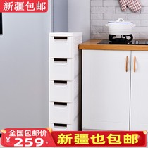 Xinjiang seam mobile storage cabinet rack refrigerator kitchen bathroom bathroom living room plastic bedside table