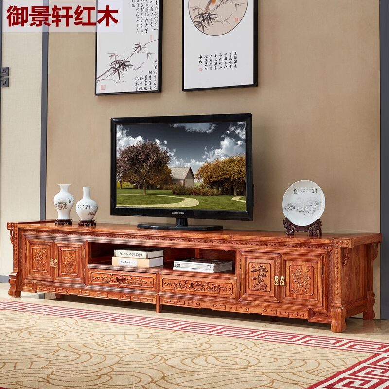 Mahogany new Chinese light luxury TV cabinet hedgehog red sandalwood all solid wood refurbished living room floor cabinet Huanghuali wood furniture