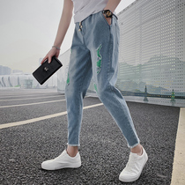 Spirit guy jeans nine points small feet tide card hole summer thin slim slim light Net red trend pants men