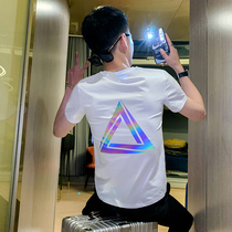 Summer short-sleeved mens fashion fashion brand T-shirt Korean version of slim personality wild trend handsome half-sleeve shirt base shirt