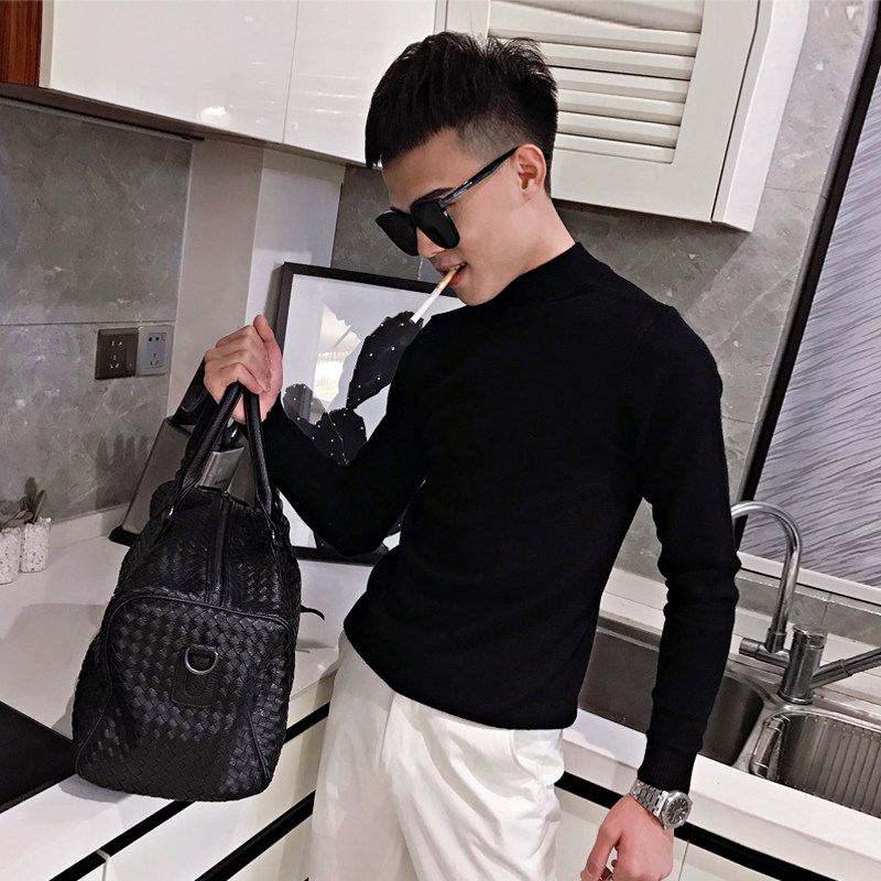 2020 new semi-turtleneck sweater men's autumn and winter clothes Korean trend slim Joker knitted base sweater