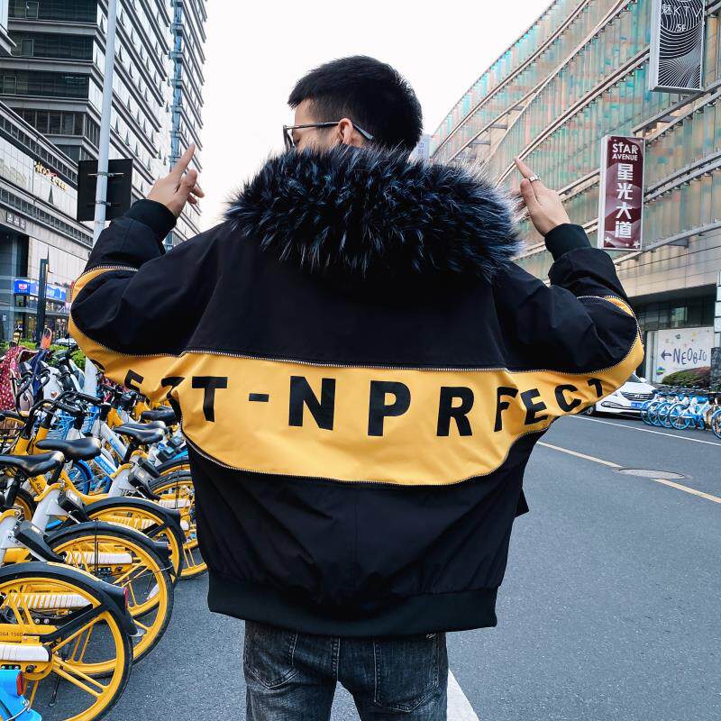 Down Jacket 2021 Men's Explosive Winter Loose Joker Tide Brand Trend Thick Big Hair Collar Hooded Coat Men