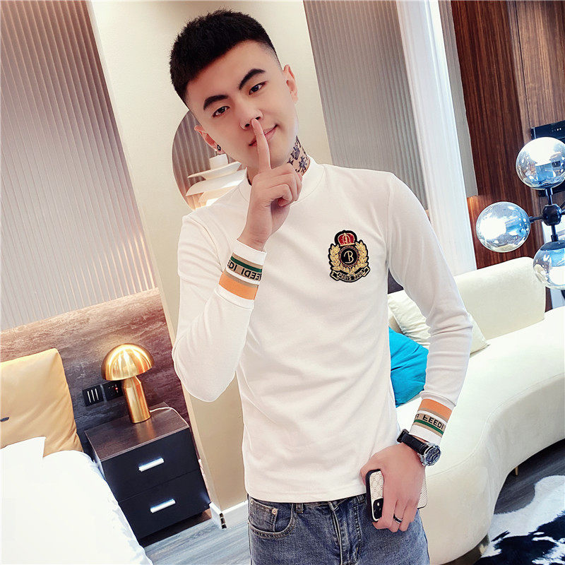 Net Red Tide brand double-sided velvet T-shirt autumn and winter 2020 new Korean fashion trend personality inside men long sleeve base shirt