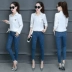 Xuân 2018 phiên bản Hàn Quốc mới của học sinh trung học tự tu áo sơ mi nữ mỏng chạm đáy áo thun dài tay thời trang công sở nữ 2020 Mùa xuân