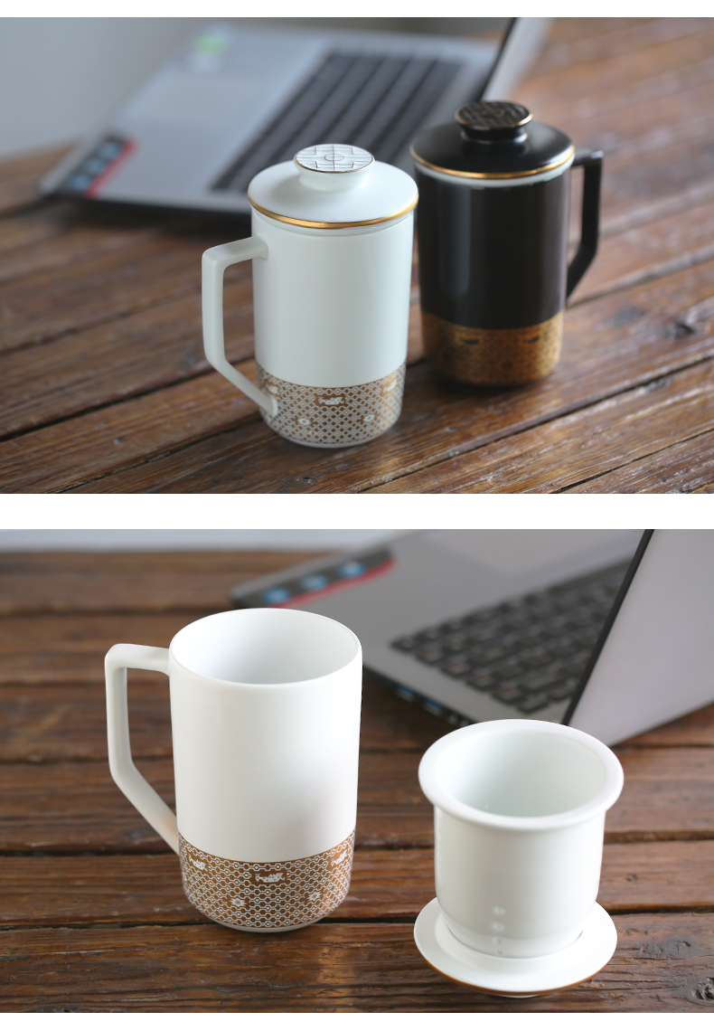 Master chang south building ceramic filter cups with cover office cup jingdezhen picking household double tea keller