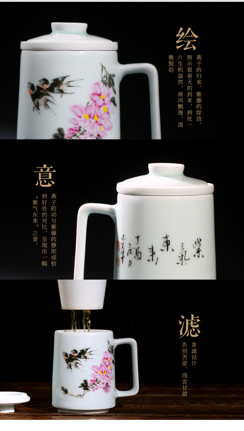 Master chang south porcelain made jingdezhen ceramic cups shadow green tea tea cups with cover filter office gift box