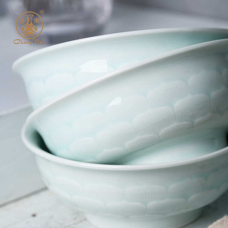 Chang south of jingdezhen ceramic bowl set home dishes Chinese dishes contracted plate shadow carving dishes