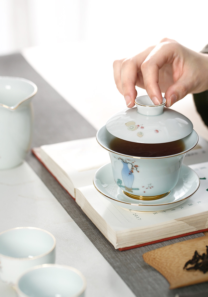 Chang 8 head south jade porcelain ceramic hand - made paint ruyi bonanza was suit jingdezhen ceramic tea tea