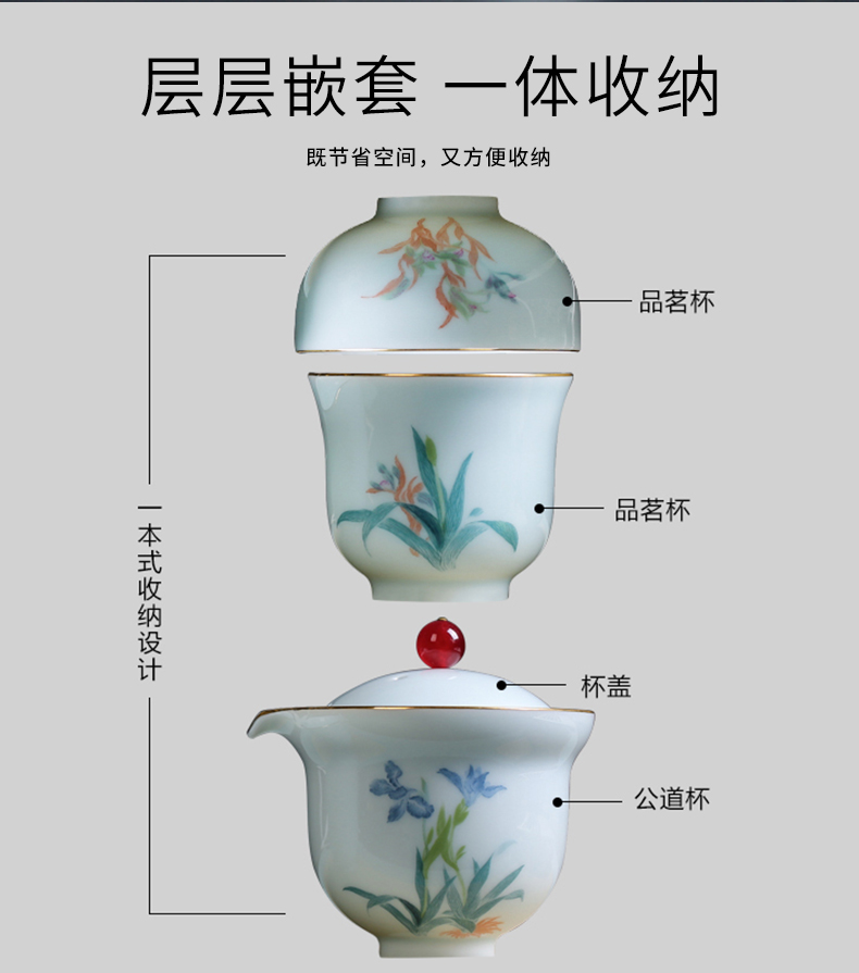 Chang south jingdezhen shadow green ceramic says crack cup travel portable sit - ins personal office use tea set