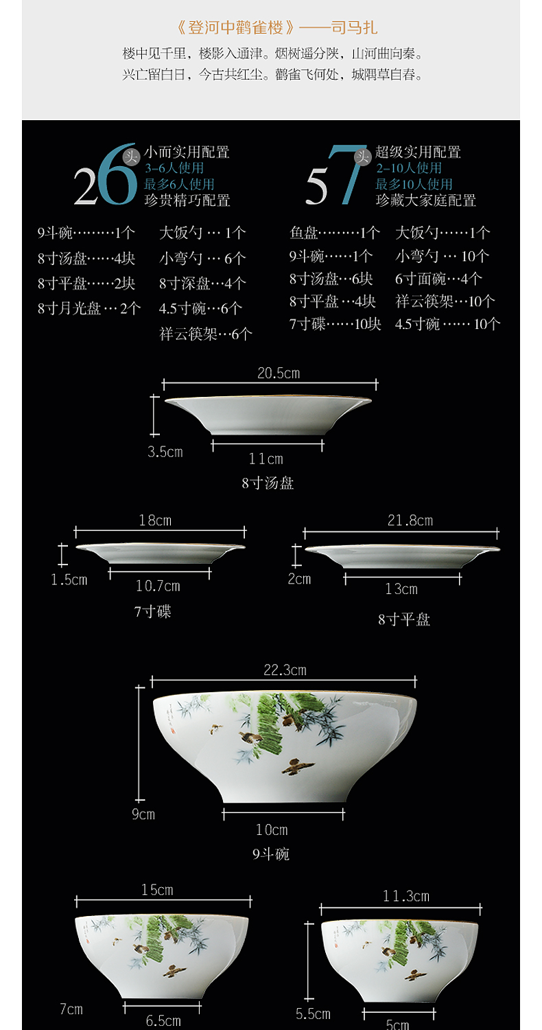 Prosperous southern dishes household of Chinese style and contracted jingdezhen ceramic spring suits for home dishes chopsticks combination