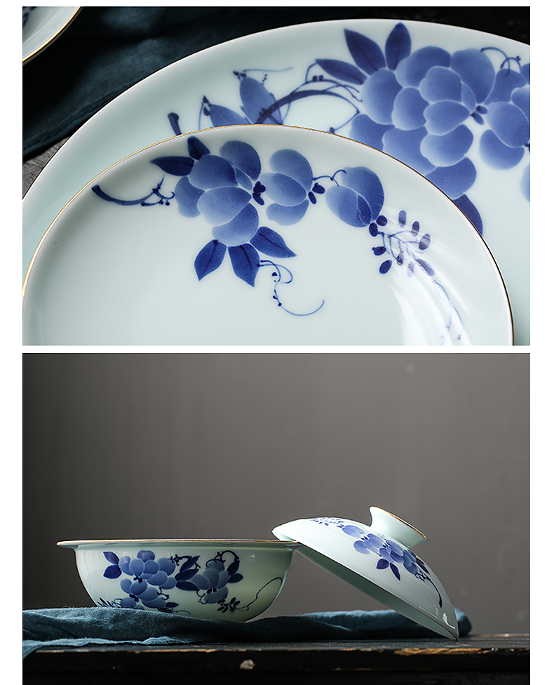 Prosperous southern dishes household of Chinese style and contracted wisteria jingdezhen ceramics tableware suit household combination dishes chopsticks