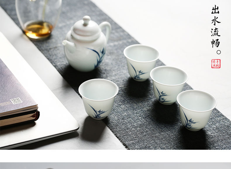 Chang south blue - and - white ceramics hand - made bluegrass a pot of four cups of a delicate gift kung fu tea tea set fair keller