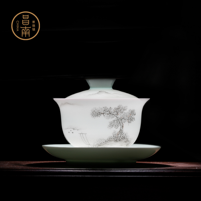 Chang, south jade porcelain jingdezhen ceramic tureen tea cups shadow hand - made only three tureen large kung fu tea cup