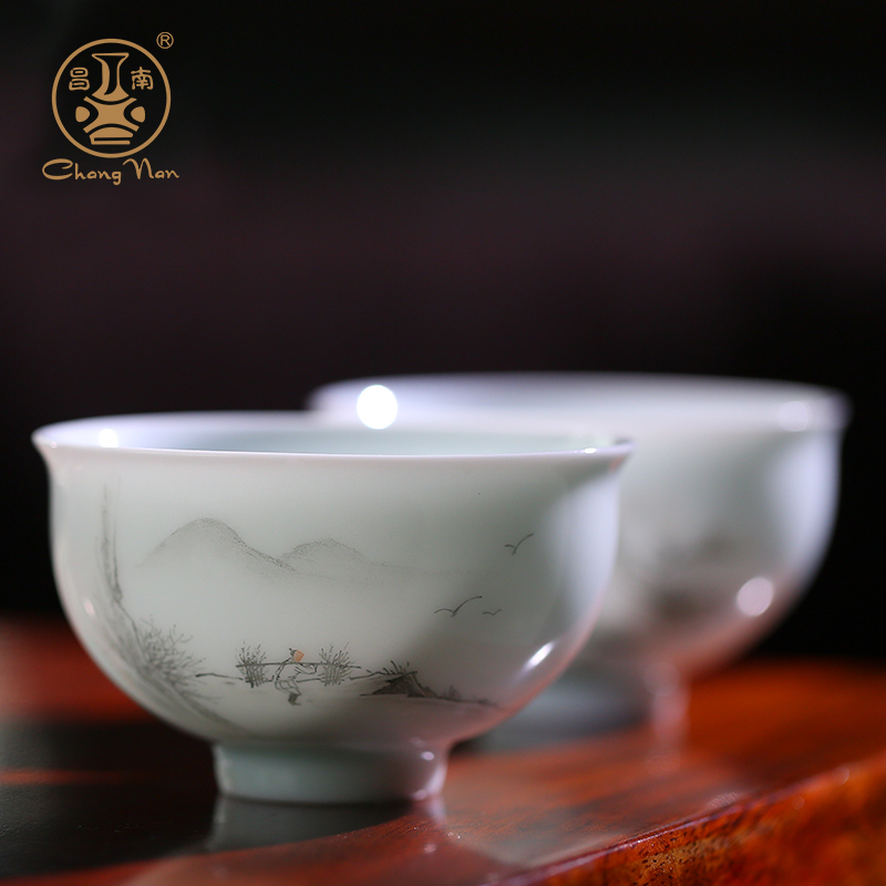 Chang nan kung fu tea cups of jingdezhen ceramic hand - made single cup cup a character large master sample tea cup bowl