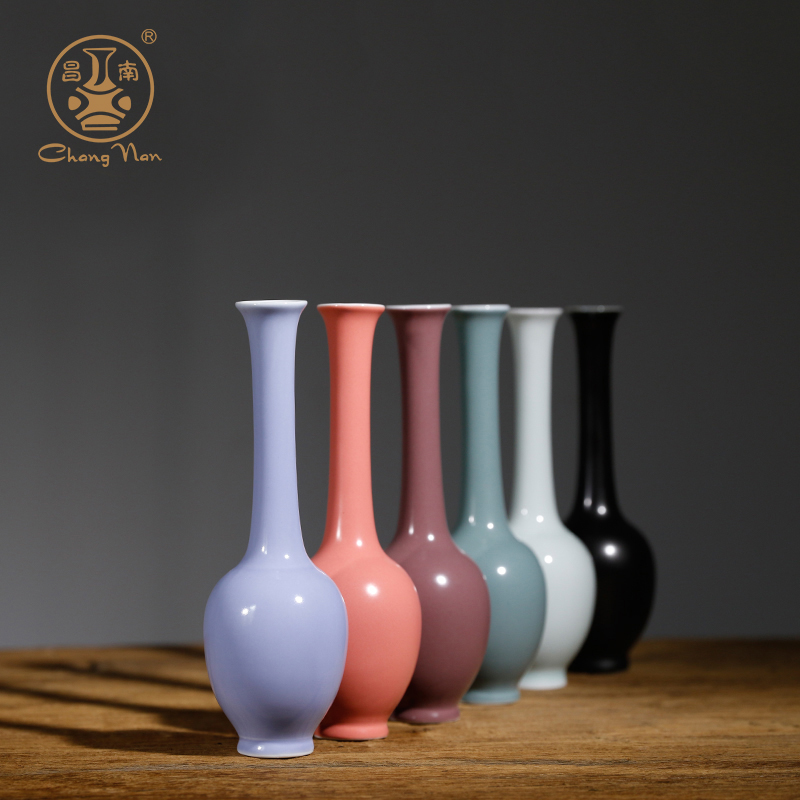 Chang south ceramics jingdezhen porcelain manual pure color flower vase contracted place tea accessories pure color flowers