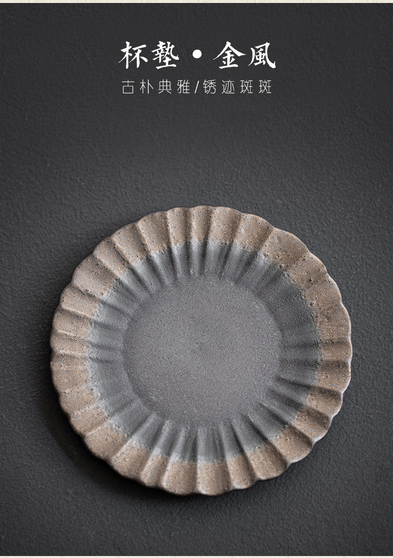 Plain film Japanese creative coarse pottery tea pad insulation gasket tea tea art accessories ceramic cup mat cup restoring ancient ways