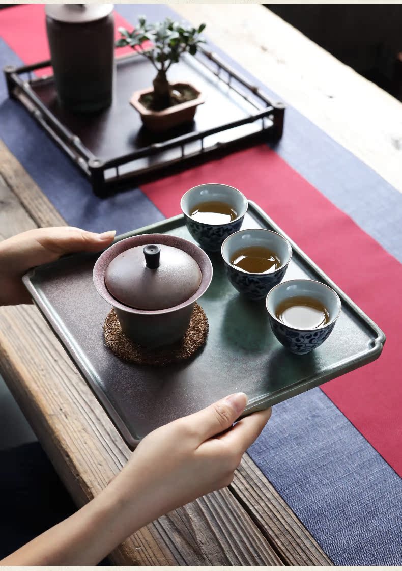 Restoring ancient ways, shadow pot bearing small dry mercifully iridescence home tea tray was practical Japanese ceramic up tray mat the teapot