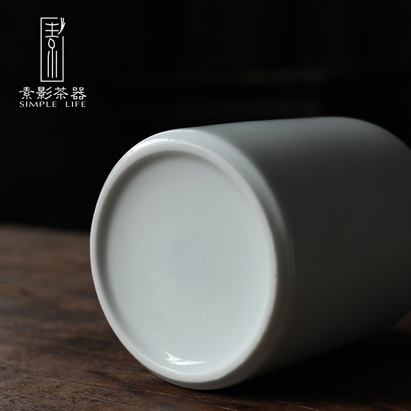 Plain film dehua caddy fixings them seal pot tea warehouse small household saving storage jar ceramic ink and wind