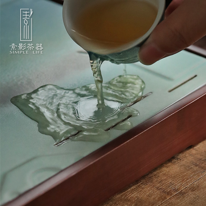 Restoring ancient ways, shadow home tea tray square water dish bamboo kung fu tea set dry tea table up ceramic disk