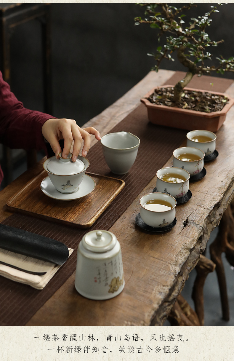 Restoring ancient ways, shadow your up ceramic ink cups tea tea masters cup home RuTao sample tea cup of primitive simplicity of the old color