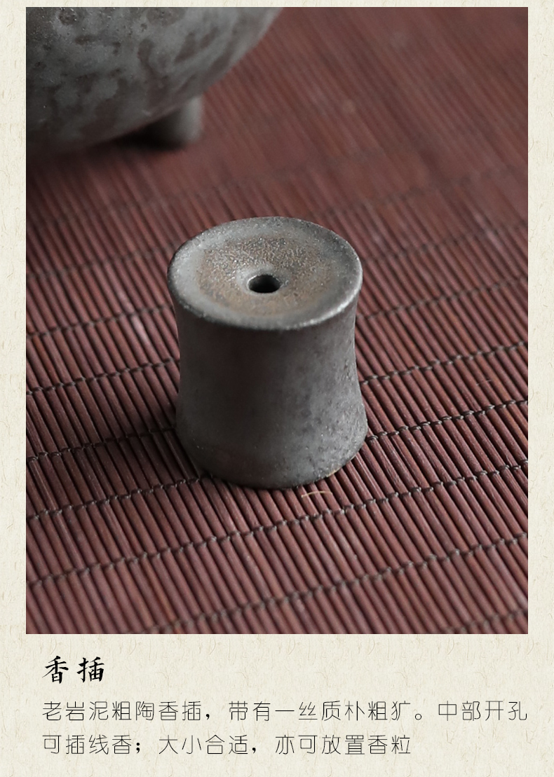 Plain film mini three censer ceramic small ding incense device plugged into furnace manual course sweet retro furnishing articles