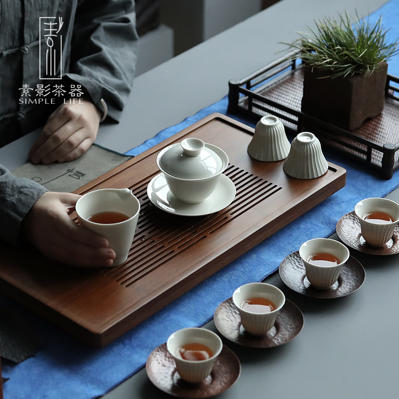 Plain shade plant ash tureen hand made ceramic three Japanese tea cup to finger bowl tea taking zero with tea