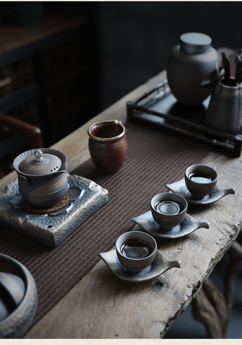 Plain film Japanese creative coarse pottery tea pad insulation gasket tea tea art accessories ceramic cup mat cup restoring ancient ways